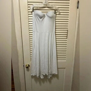 Womens Victoria Secret 38c M/L White Midi Dress Strapless Lined Bra